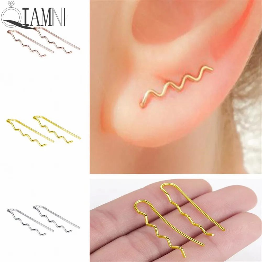 

QIAMNI Trendy Wave Ear Climber Earring for Women Girl Punk Ear Crawler Wrap Earring Party Gift Fantaisie Brincos Pendientes