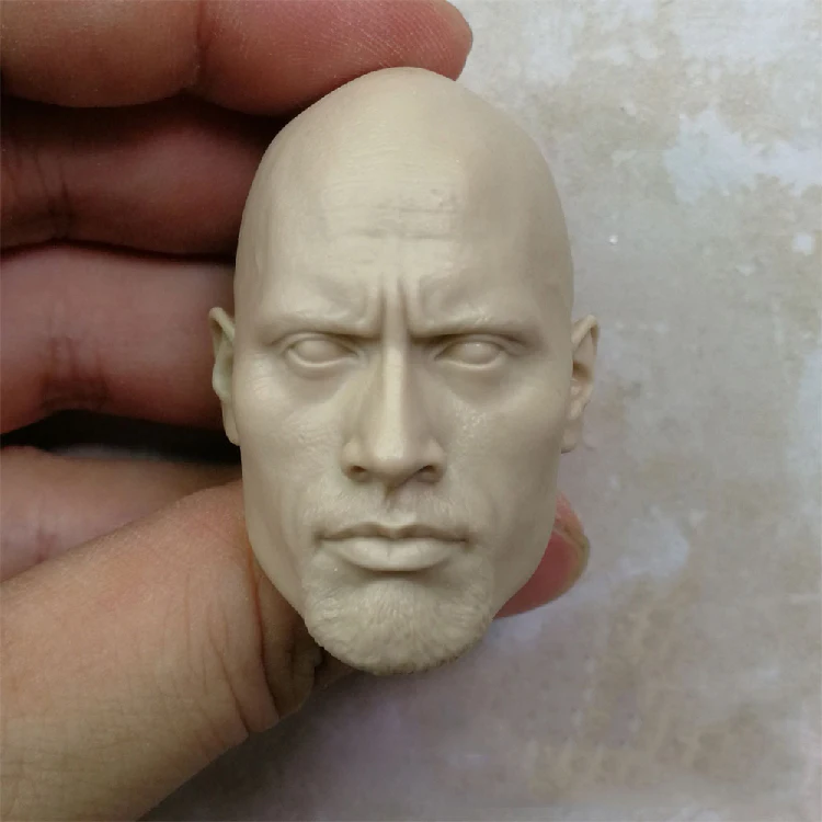 Неокрашенная голова Dwayne Johnson в масштабе 1/6 самодельная резьба по голове Форсаж