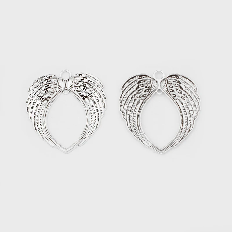 2 шт. античные серебряные крылья Ангела подвеска в форме сердца для DIY ожерелье ювелирных изделий фурнитура Аксессуары