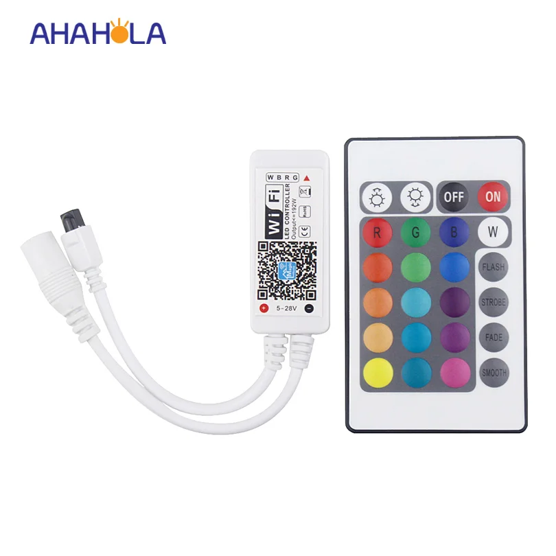 

dc 5-28v rgbw wifi led controller 24 key magic home wifi ir remote control rgbw lights 4A/channel