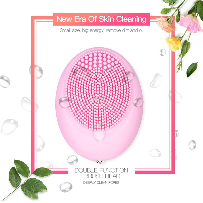 Mini Electric Sonic Face Cleansing Brush Silicone Facial Skin Scrubber Vibration Massage Pore Cleaner Blackhead Acne Removal 36