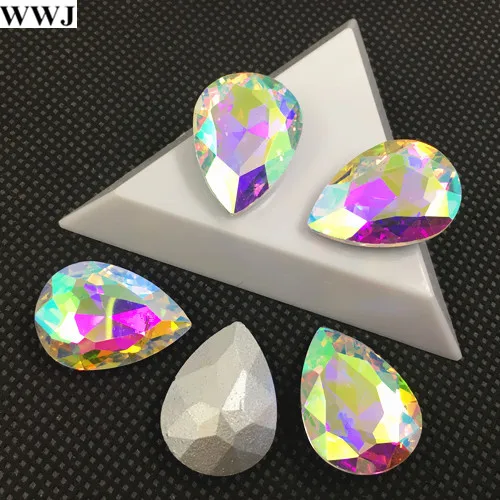 

7x10mm10x14mm13x18mm18x25mm20x30mm crystal AB Color Teardrop Fancy Stone Glass Crystal Pear Drop Stones For Jewelry Making