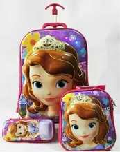 Einzelhandel 2017 Sophia 6D reise-koffer sets (mittagessen box + stift boxen + trolley gepäck) 16 zoll EVA rad trolley