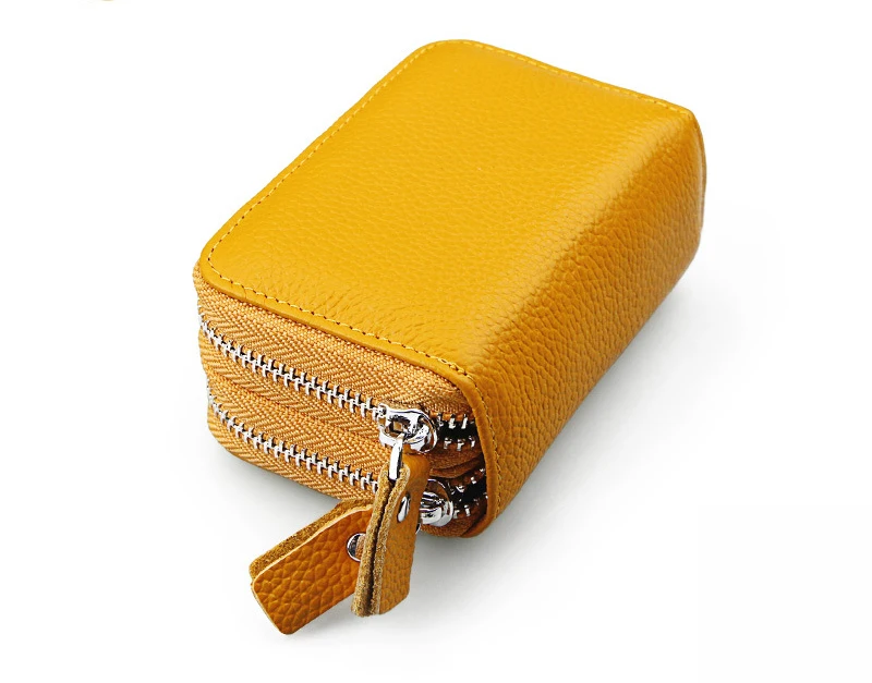 Genuine Leather Women Card Holder Wallets Small High Quality Female Pillow Purse Fashion Double Zipper Credit Card Bag (13)