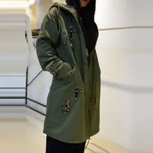 Новая мода змея Бисероплетение длинная стильная Весна и осень Базовая куртка