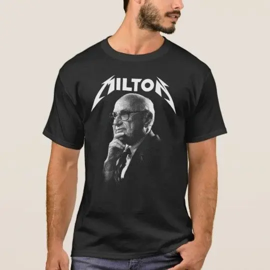 

NEW Milton Friedman Men's Black T-SHIRT S-5XL MAN Unisex Summer Casual Harajuku T Shirt Men's Funny Black Cotton Printing