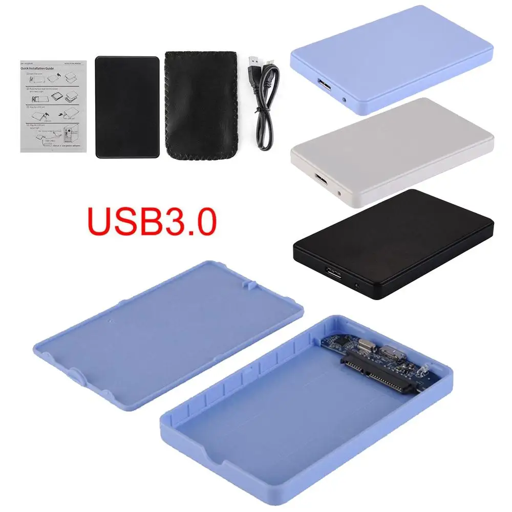

AMZDEAL 2.5" Inch External SSD Hard Disc Enclosure SATA Durable External Plastic Shell USB3.0 Interface for PC Laptop