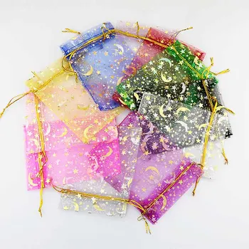 

100pcs/set gauze gift jewelry package bag cosmetics storage bag solid color Mesh bag wedding party Candy Bag