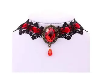 

100pcs/lot fedex fast Bohemia Lace Choker Necklace Women Vintage Black Red Blue Crystal lace Necklaces