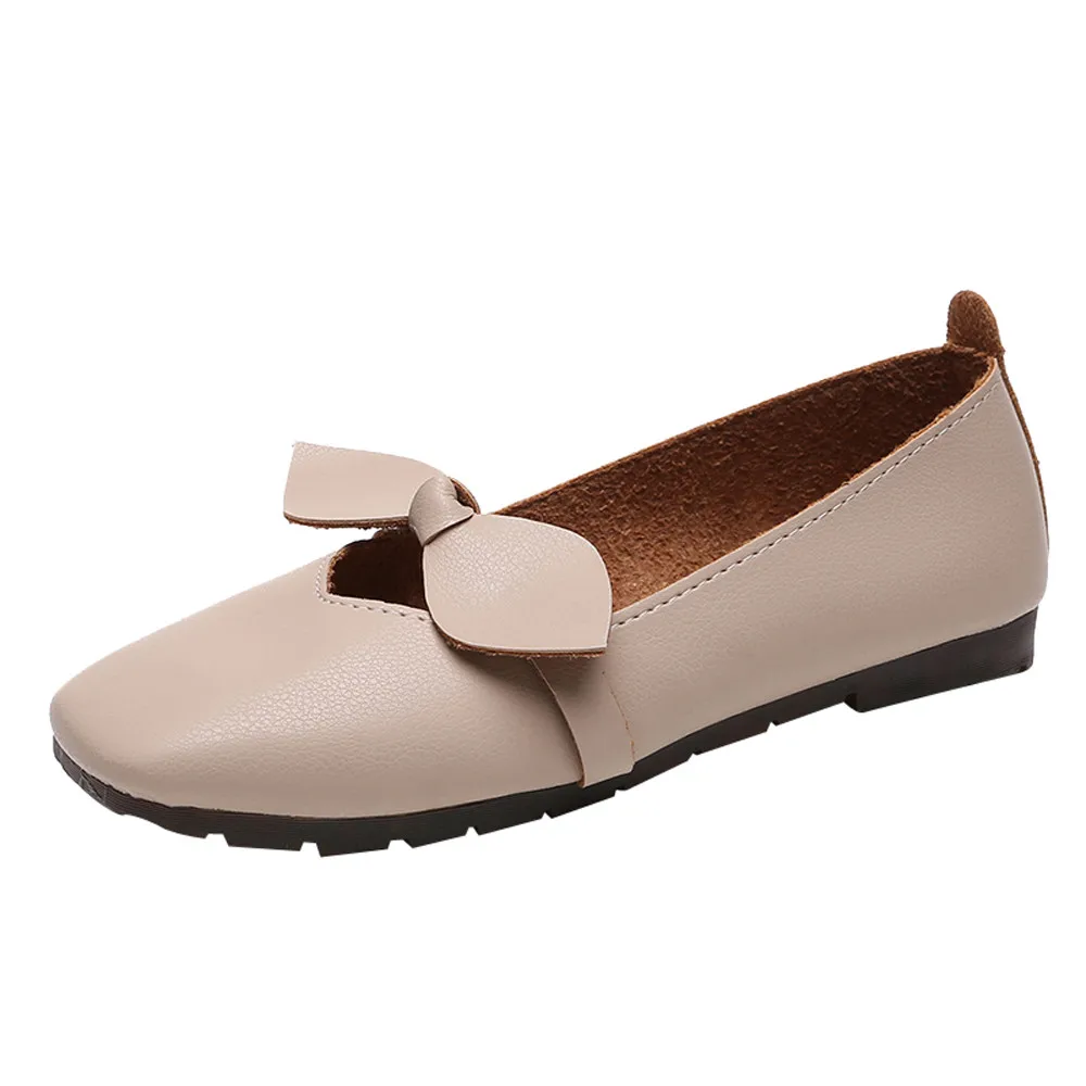 

New Women Shallow Bowtie Single Shoes Flat Squre Low Heel Summer Slip On Shoes Sweet Fashion Ladies Flat