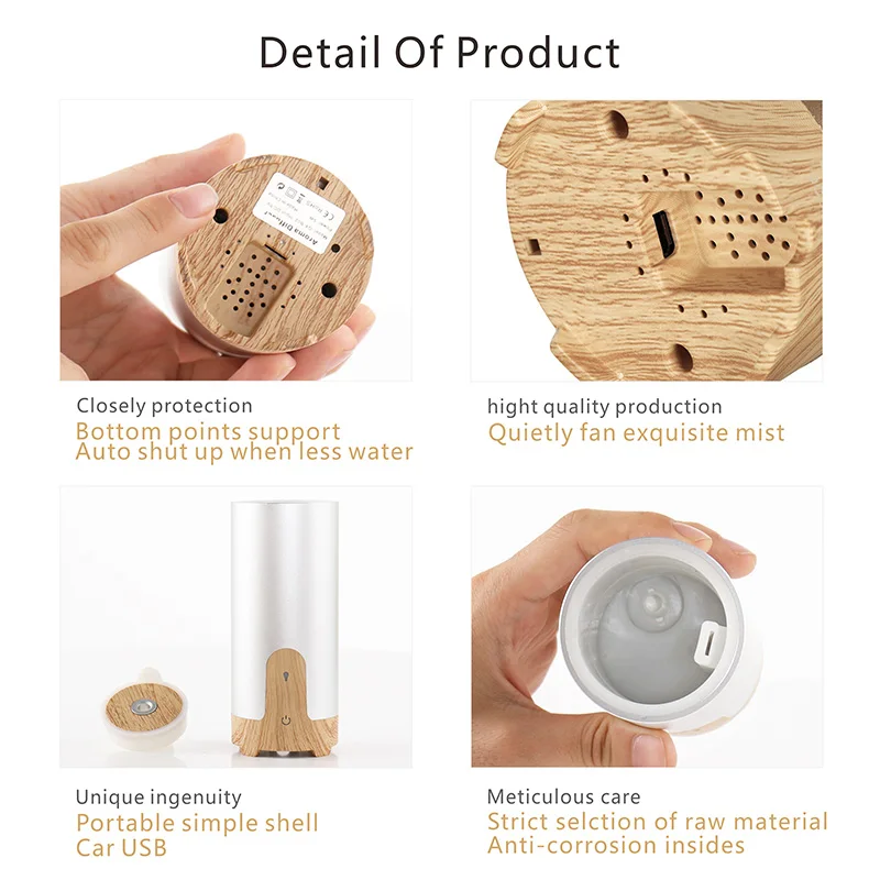 GX.Diffuser Portable Car USB Ultrasonic Humidifier Essential Oil Diffuser Aroma Diffuser Air Purifi