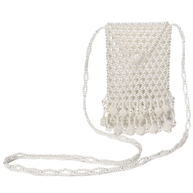 

Pearl Bag Female Hand-Woven Ins Beaded Bag Dinner Diagonal Cross Bag