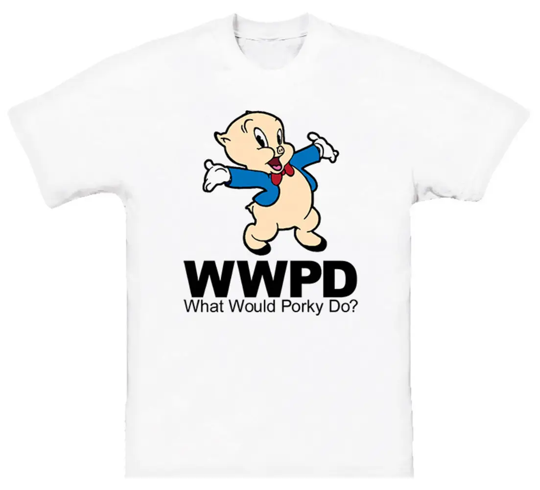 What was Porky Pig Do мультяшная футболка из 100% хлопка для мужчин с принтом в стиле хип-хоп