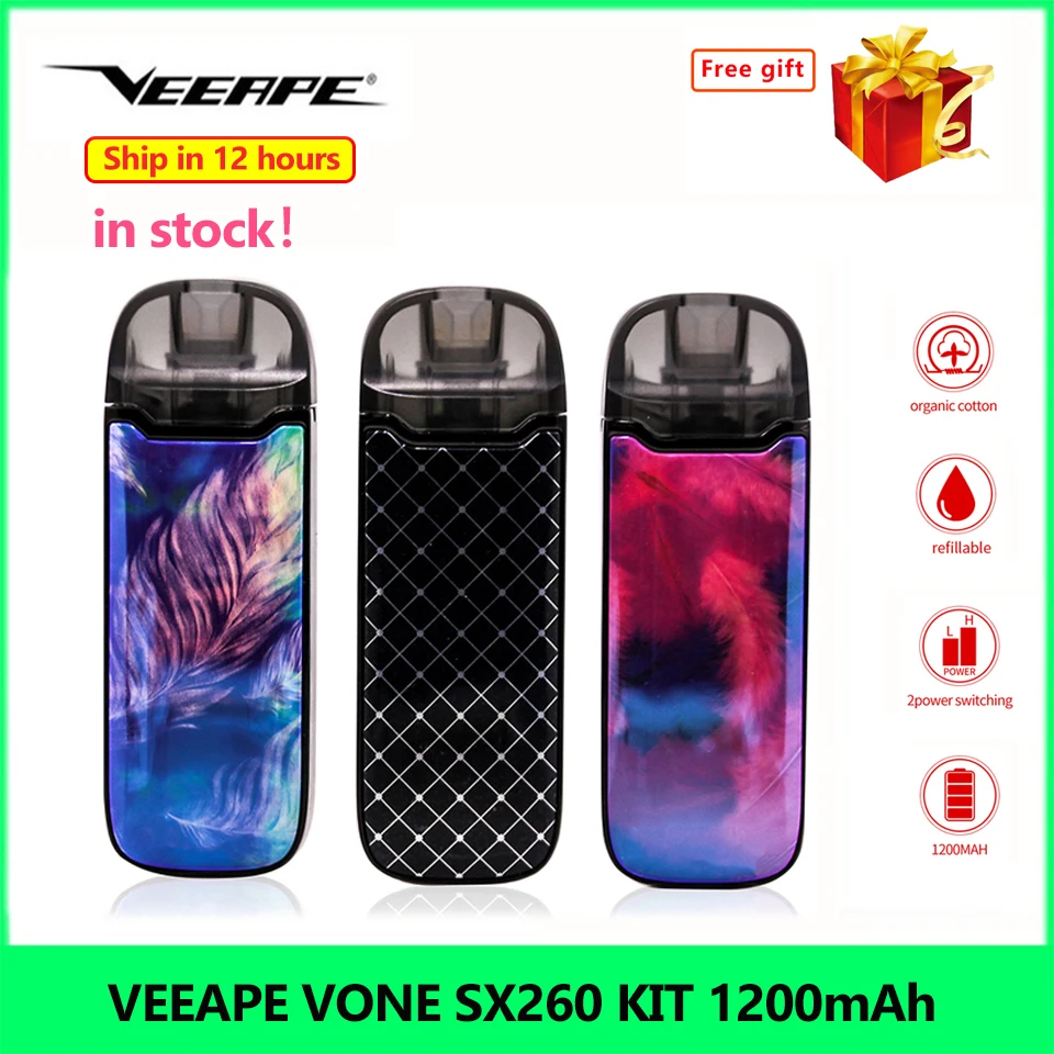 

Vape Pen Kit Original VEEAPE VONE YIHI SX260 Pod KIT Vaporizer 1200mAh Starter Kit with 2ml 1.0ohm Refillable Pod vs Lyra