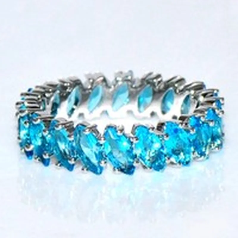 

6mm Fashion Rhombus zircon Party Ring 6-10 Color Blue green purple Rings for Women Fashion Jewelry