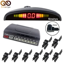 MJDXL Car LED Display Parking Sensor Kit 8PCS 16MM Flat Sensors Reverse Backup Radar System Detector 6 Colors for Selection