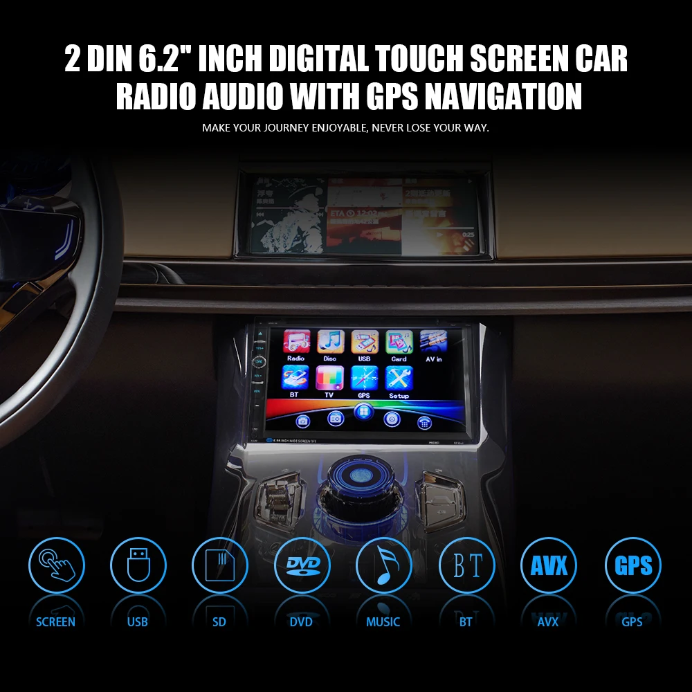 Cheap HD Autoradio Cassette Recorder Automagnitola 2 DIN Car Radio MP5 Carro Multimidia Player with GPS Navigation for Toyota Corolla 19