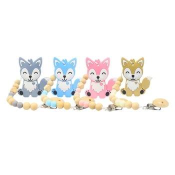 

2Pcs Practical Baby Pacifier Chain Set Dummy Pacifier Soother Nipple Leash Strap with Cartoon Animal Teether H