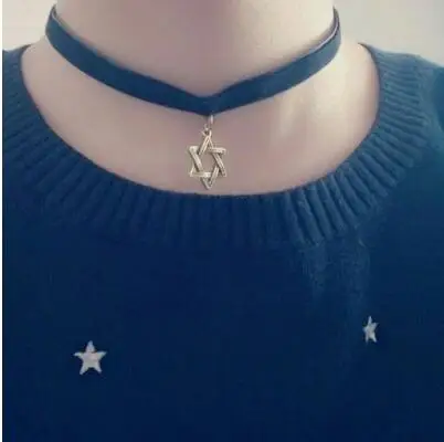

Braided Star of David Velvet necklace restoring ancient ways of Punk lace collar neck girl band short paragraph clavicle