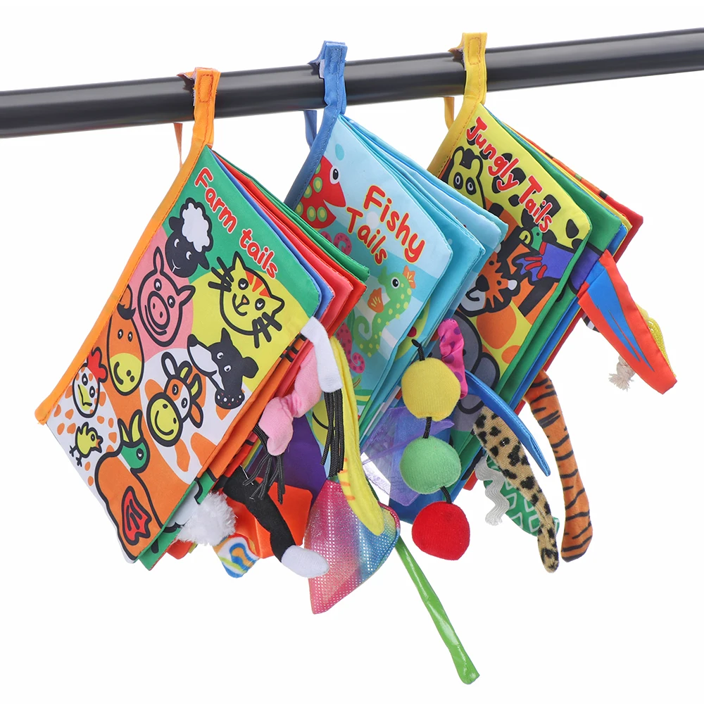 

1PC Baby Infant Cloth Book Early Learning Educational Toys with Animals Tails English Story Soft Cloth Development Books