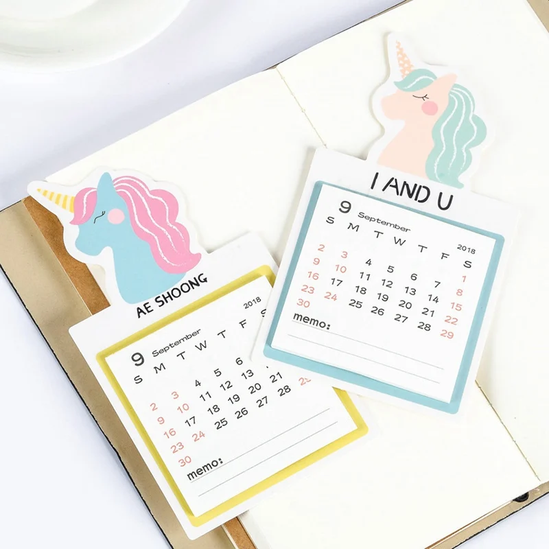 

2019 Year DIY Animals Unicorn Magnet Mini Wall Calendar Daily Scheduler Planner Agenda Wall Calendar Color Random