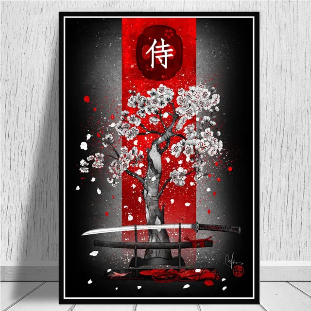 Картины на холсте украшение дома японская Бушидо живопись, настенная живопись HD Печатный абстрактный Северный плакат Модульная для гостиной - Цвет: BO xianru532-02