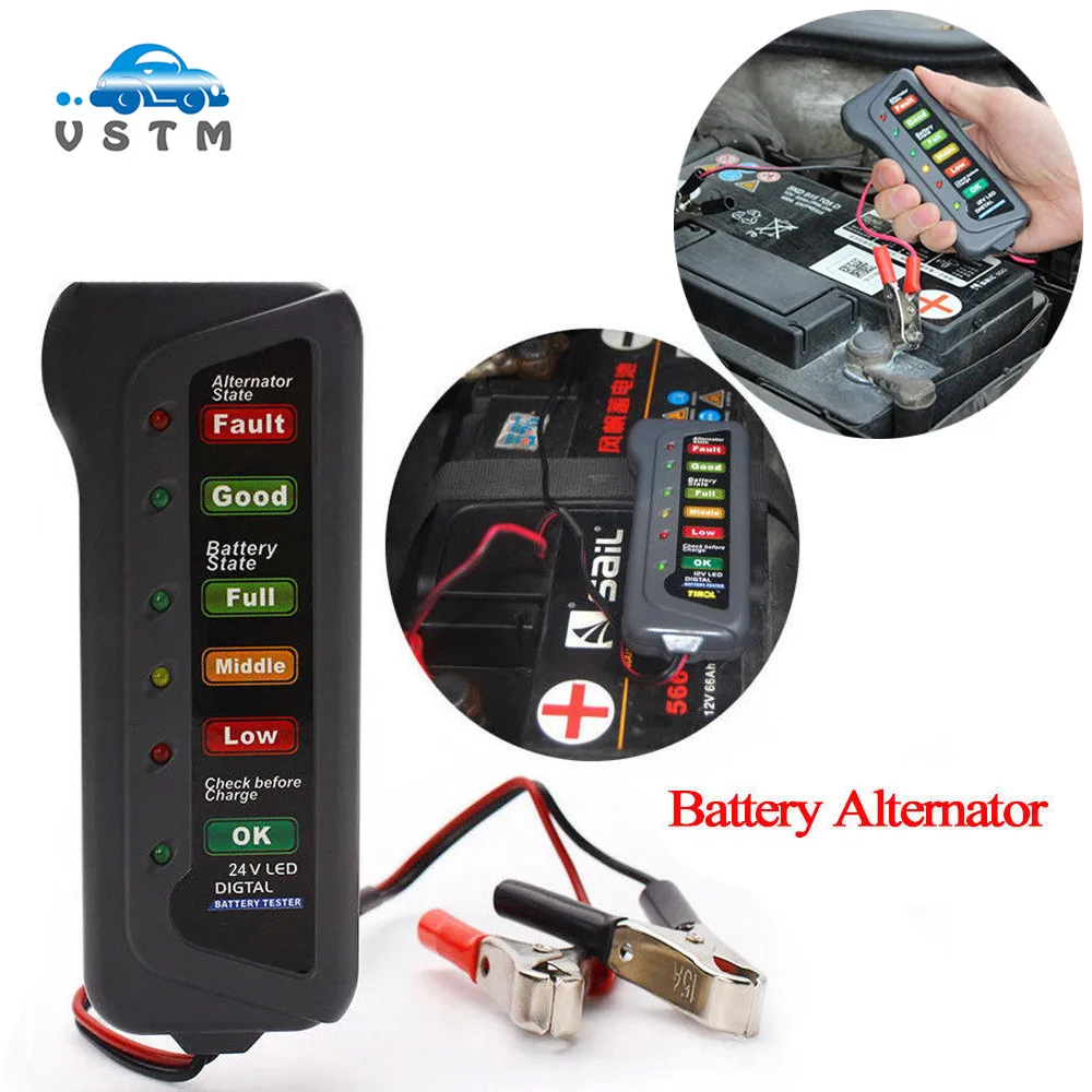 12V Авто Цифровой Батарея тестер генератор 6 светодиодный светильник для