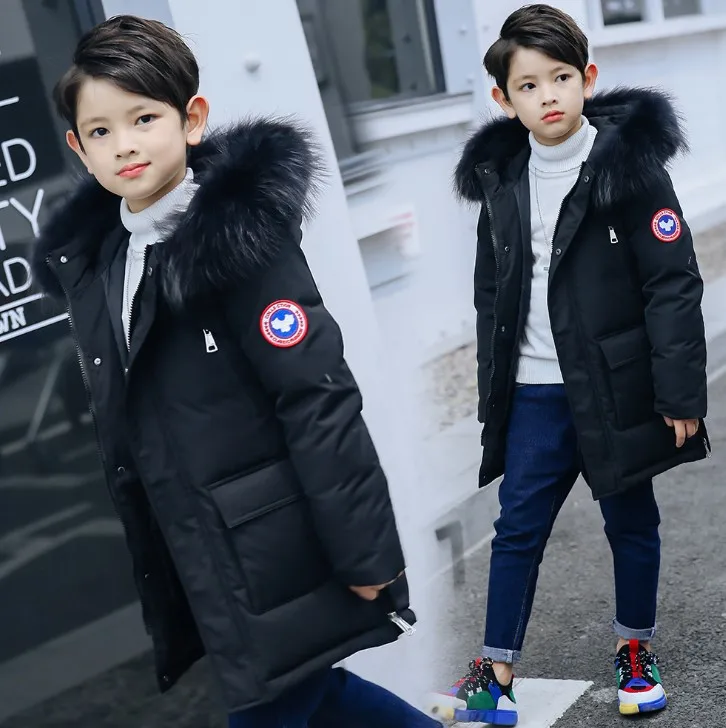 

Boys down jacket 2018 winter new children's long thick Korean version of the baby hooded casual children's jacke