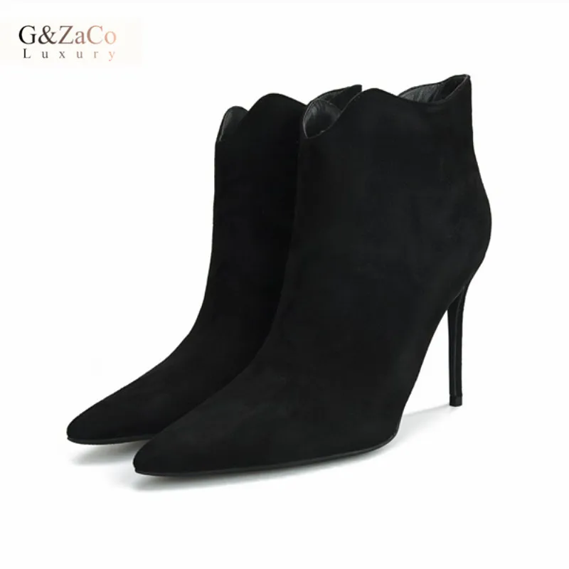 

2018 New Women Autumn Ankle Boots Pointed Short Plush High Heels Boots Sexy Thin Heeled Zipper Female Martin Boots