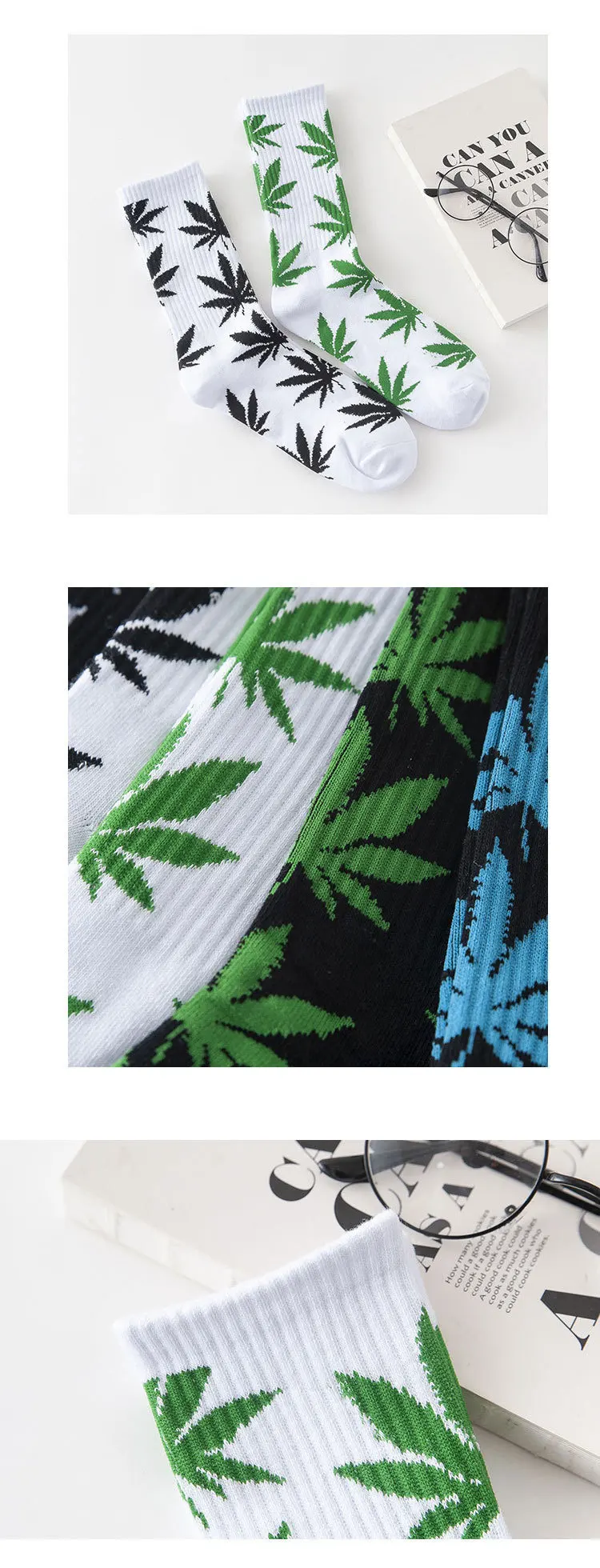 Fashion comfortable high quality cotton socks leaf maple leaves leisure hemp weed stockings spring and autumn winter