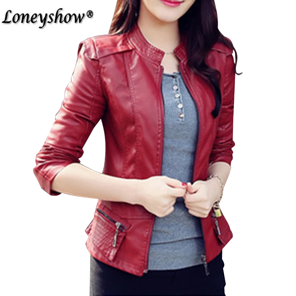 Women Leather Jacket 2017 New Plus Size M XXL Women Motor Jackets Solid Slim PU Leather