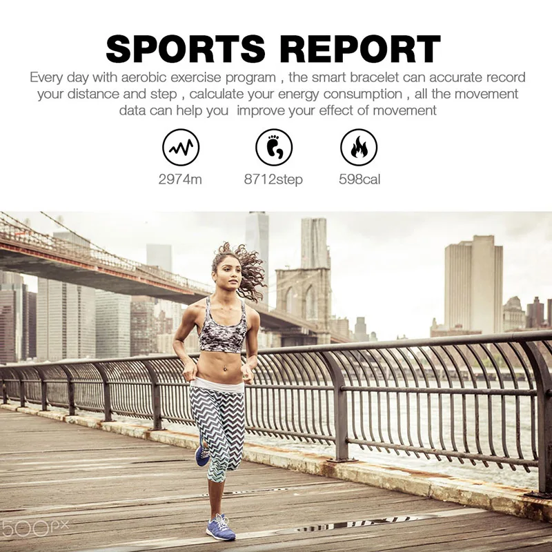 B15S 0.86inch OLED Heart Rate Blood Oxygen Pressure Monitor Pedometer Smart Bracelet For iphone X 8