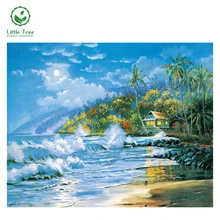 Новинка DIY 3D Роспись бриллиантовыми стразами в настройках ручная вышивка крестиком квадратный полностью Алмазный пальмовый пляж волны bluesky