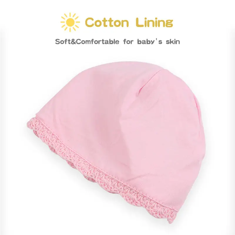 Pink Flower Baby Girls Hat Winter Knitted Baby Beanie Infant Toddler Girls Warm Hat (7)