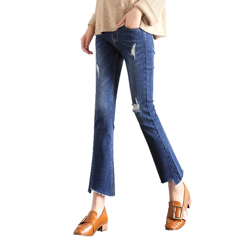 

Denim Bell-bottomed Pants Jeans For Pregnant Women Clothes Maternity Jeans Pregnancy Pants Prop Belly Abdominal Gravida Trousers