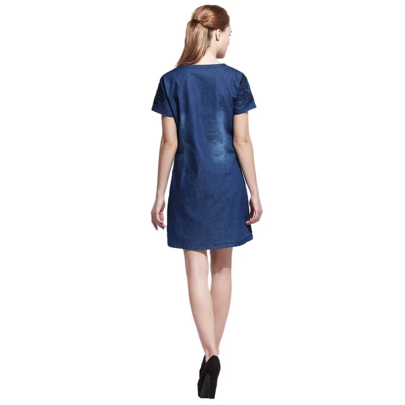 Women Summer 2019 Denim Dress Loose Fashion Casual Mini Jeans Pocket Vestidos For Ladies Solid Color Women Dress 2019 Fashion
