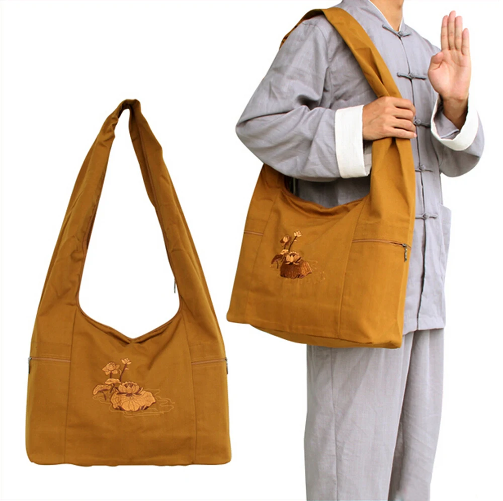 3 цвета Монах Будда двухслойная тонкая хлопковая Холщовая Сумка Слинг Кроссбоди сумка lohan многофункциональная ушу буддистская сумка