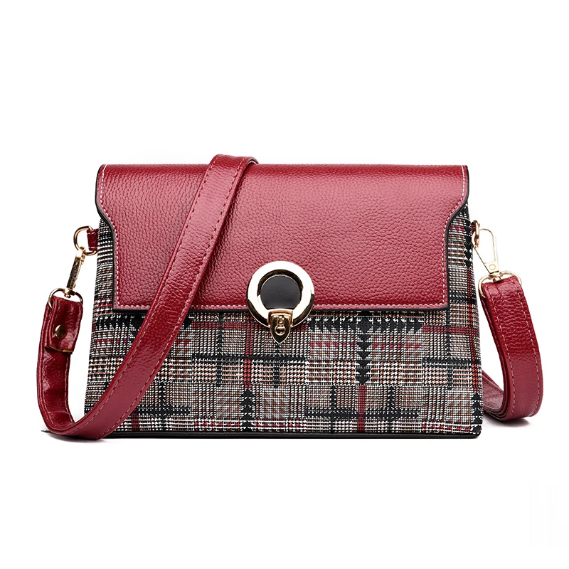 

Latest Fashion Women Plaid Nylon Pu Patchwork Classic Baguette Single Shoulder & Crossbody Handbag Girls Street Messenger Bag