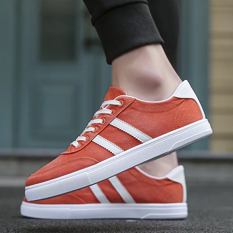 

Leisure Fashion Flat Vulcanize Shoes for Men Solid Summer Lace-up Canvas Shoes Casual Sewing Boys Students Sneakers