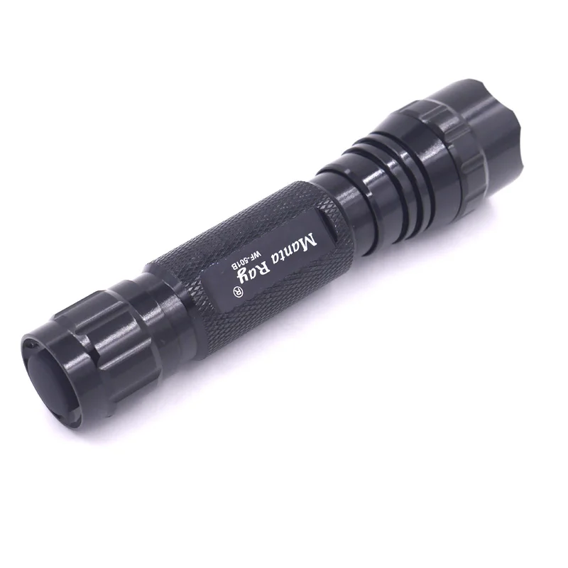 WF 501B черный УФ 365нм светодиодный фонарик лампа nichia 365UV сбоку OP отражатель
