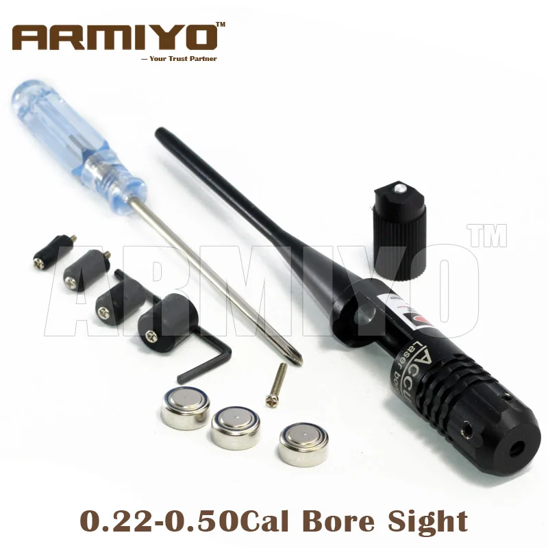 

Armiyo 0.22-0.50 Cal Accurate Red Dot Bore Sight Boresight Target Laser Optics Collimator Shooting Hunting Accessories