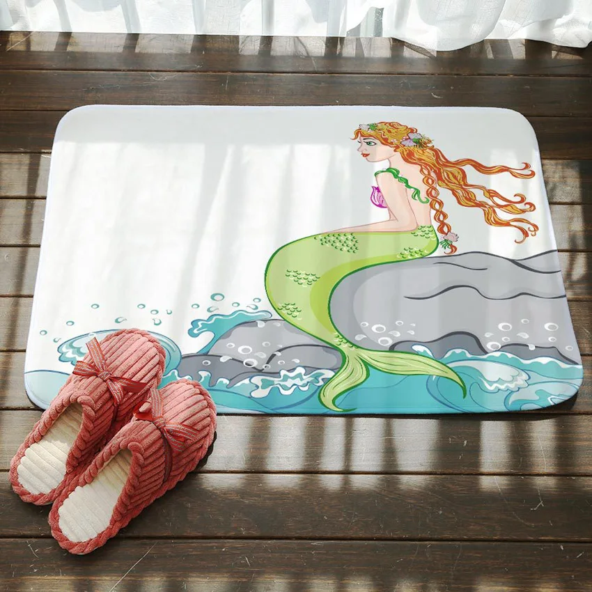 Вход в спальню для гостиной нескользящий коврик для пола кухонные ковры с принтом русалки дверные коврики Придверные для ванной коврик