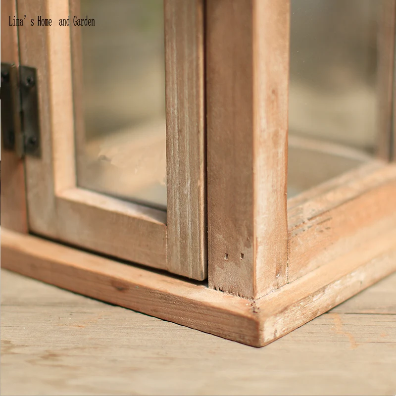 small wood metal glass vintage shabby handmade decorative lantern for candle