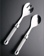 2016 Real Flatware Talher High Classic Stainless Steel Spoon And Forks For Salad Crystals Rhinestones Quality Assurance Oh13224