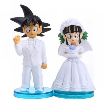 

2PC/Set Dragon Ball Cute Son Goku&Chi-Chi Wedding PVC Action Figure Model Toy Anime Dragon Ball Z DIY Collection Display Toy