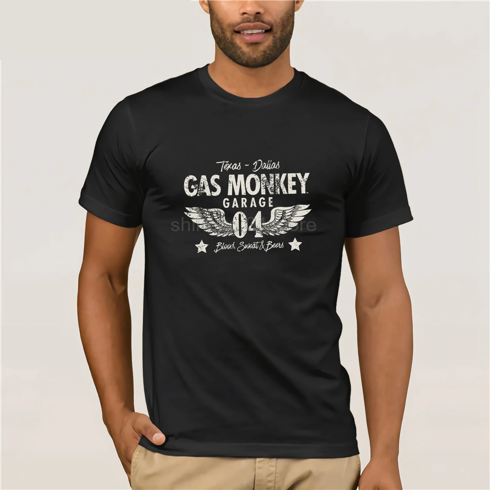 

Gas Garage Monkey Wings GMG Fast N Loud T-Shirt Men's Short Sleeve t-shirt 2019 Streetwear Tees