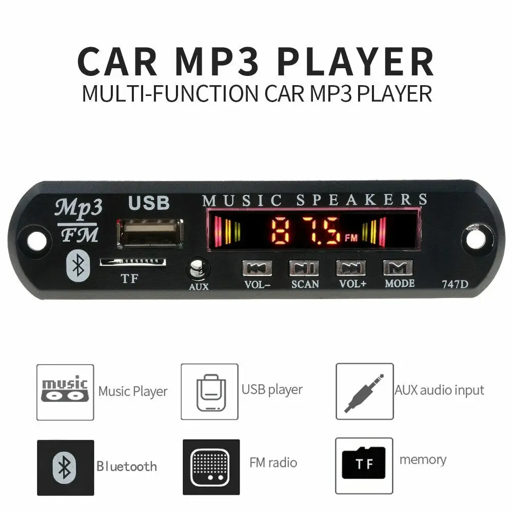 Bluetooth inalámbrico coche MP3 jugadores WMA decodificador de la Radio del coche módulo TF USB FM Radio AUX para accesorios de coche Bluetooth altavoz
