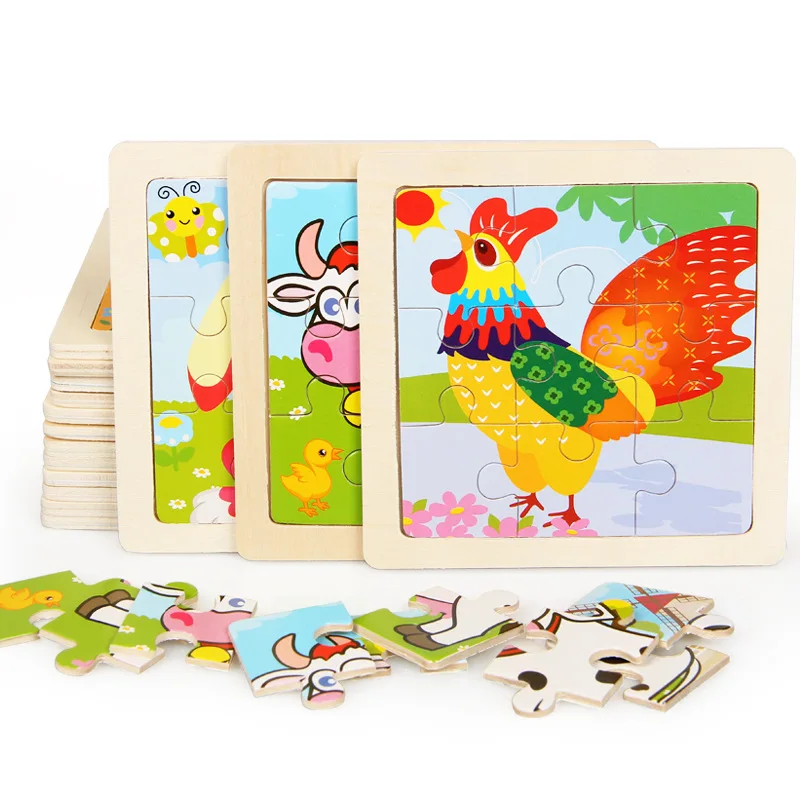 

Wooden Puzzle Animal Car Thickened Baby Cute Wood Wooden 3D Puzzle For Kids Education Toys For Children Mini Baby Puzzles Gifts