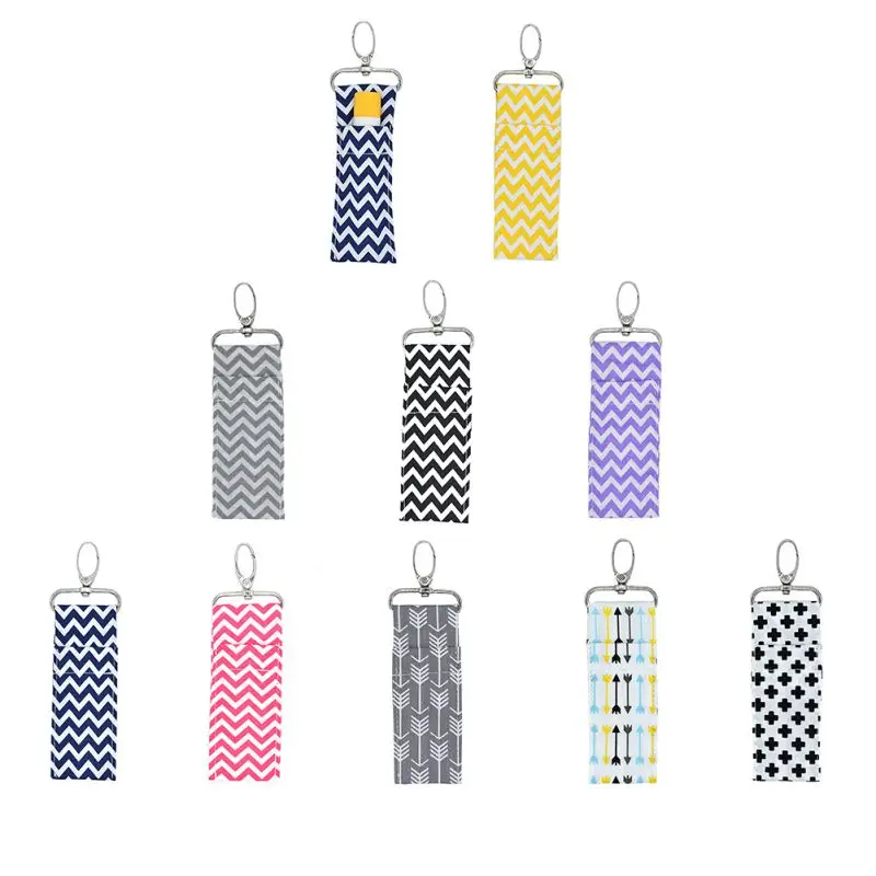 

European style Wave Lipstick Storage Bags With Key Ring Lipstick Key Chain Lip Balm Holder Gift