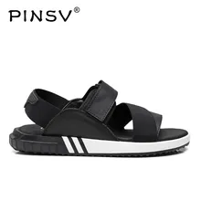 PINSV кожаные сандалии Мужская Летняя обувь черные мужские сандалии пляжные сандалии Homme Sandalias Hombre Большие размеры 38-47